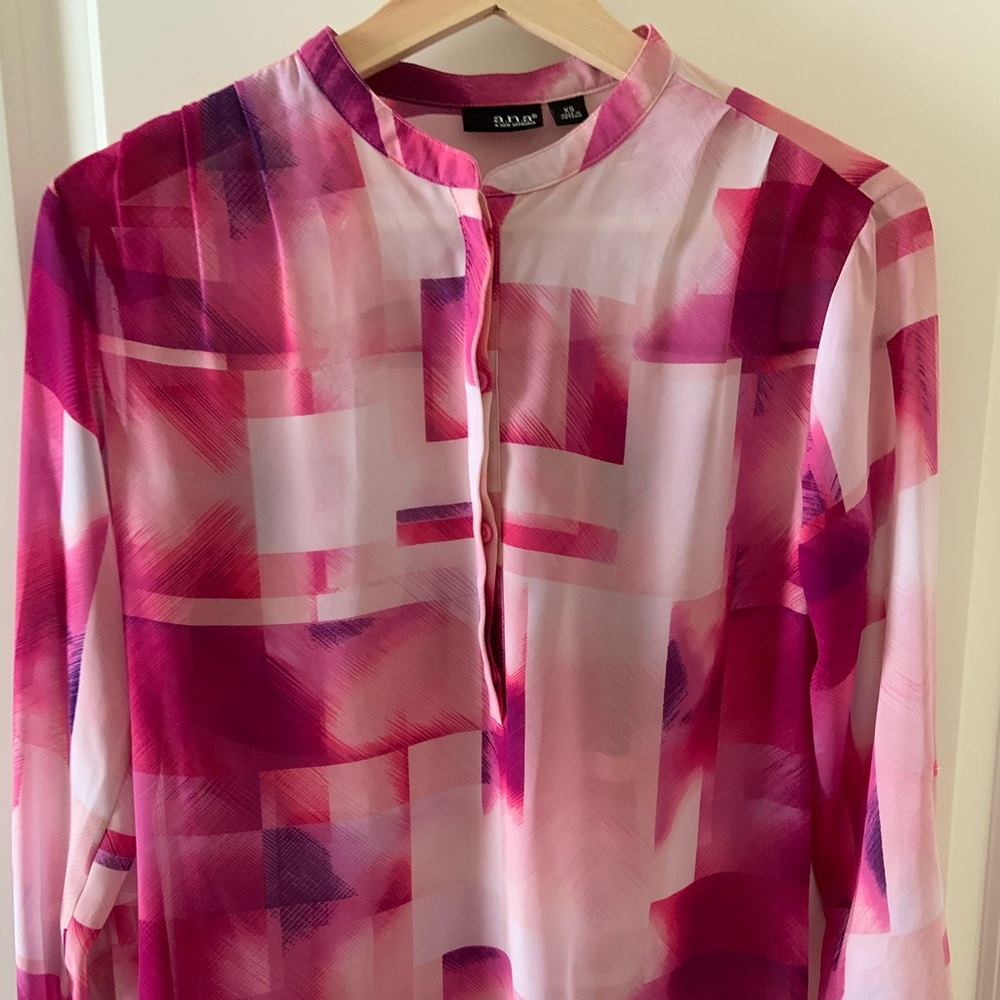 a.n.a. long-sleeved polyester blouse